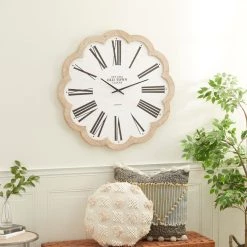 Hot Sale 🔥 White Wood Farmhouse Wall Clock, 33" x 33" x 1" by Ivory and Iris 🛒 -Cheap Ivory and Iris Store D489934S 9