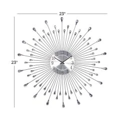 Hot Sale ⌛ Silver Metal Modern Wall Clock, 23" x 23" x 2" by Ivory and Iris 👍 -Cheap Ivory and Iris Store D489936S 7