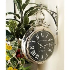 Best Sale 🔥 Silver Vintage Stainless Steel Wall Clock, 22" x 16" by Ivory and Iris 🔥 -Cheap Ivory and Iris Store D489938S 11