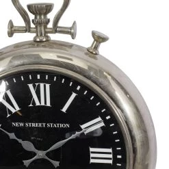 Best Sale 🔥 Silver Vintage Stainless Steel Wall Clock, 22" x 16" by Ivory and Iris 🔥 -Cheap Ivory and Iris Store D489938S 3