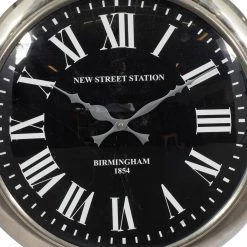 Best Sale 🔥 Silver Vintage Stainless Steel Wall Clock, 22" x 16" by Ivory and Iris 🔥 -Cheap Ivory and Iris Store D489938S 4