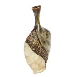 Coupon 🧨 Brown Ceramic Traditional Vase, 18" x 11" x 3" by Ivory and Iris 😀 -Cheap Ivory and Iris Store D489985S 3