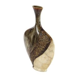 Coupon 🧨 Brown Ceramic Traditional Vase, 18" x 11" x 3" by Ivory and Iris 😀 -Cheap Ivory and Iris Store D489985S 5
