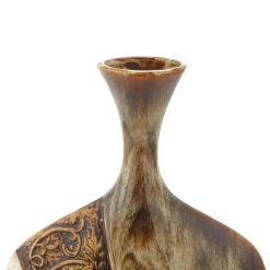 Coupon 🧨 Brown Ceramic Traditional Vase, 18" x 11" x 3" by Ivory and Iris 😀 -Cheap Ivory and Iris Store D489985S 7
