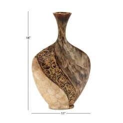 Coupon 🧨 Brown Ceramic Traditional Vase, 18" x 11" x 3" by Ivory and Iris 😀 -Cheap Ivory and Iris Store D489985S 8