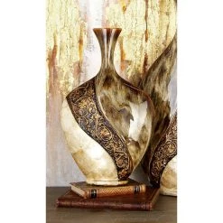 Coupon 🧨 Brown Ceramic Traditional Vase, 18" x 11" x 3" by Ivory and Iris 😀 -Cheap Ivory and Iris Store D489985S 9