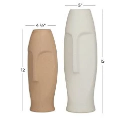 Flash Sale 🧨 Set of 2 Multi Stoneware Contemporary Vase, 15" x 5" x 5" by Ivory and Iris ⭐ -Cheap Ivory and Iris Store D490002S 7