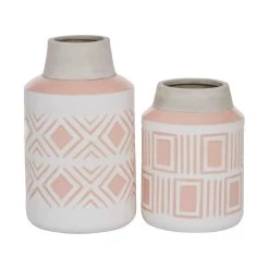 Coupon βοΈ Set of 2 White Stoneware Farmhouse Vase, 7.5", 9.75" by Ivory and Iris π