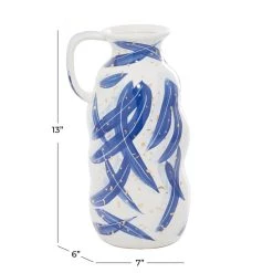 Top 10 ⭐ Blue Ceramic Contemporary Vase, 7" x 13" by Ivory and Iris ❤️ -Cheap Ivory and Iris Store D490004S 8