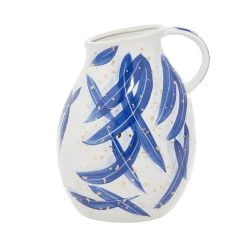 Wholesale ✔️ Blue Ceramic Contemporary Vase, 9" x 11" by Ivory and Iris 🥰 -Cheap Ivory and Iris Store D490005S 3