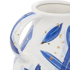 Wholesale ✔️ Blue Ceramic Contemporary Vase, 9" x 11" by Ivory and Iris 🥰 -Cheap Ivory and Iris Store D490005S 5