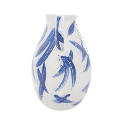 Wholesale ✔️ Blue Ceramic Contemporary Vase, 9" x 11" by Ivory and Iris 🥰 -Cheap Ivory and Iris Store D490005S 7