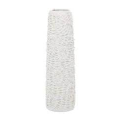 Hot Sale ⭐ White Ceramic Contemporary Vase, 21" x 6" x 6" by Ivory and Iris 🎉