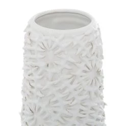 Hot Sale ⭐ White Ceramic Contemporary Vase, 21" x 6" x 6" by Ivory and Iris 🎉 -Cheap Ivory and Iris Store D490007S 4