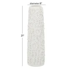Hot Sale ⭐ White Ceramic Contemporary Vase, 21" x 6" x 6" by Ivory and Iris 🎉 -Cheap Ivory and Iris Store D490007S 6