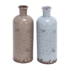 Best deal 😀 Set of 2 Light Brown Dolomite Vintage Vase, 5" x 15" by Ivory and Iris ⌛