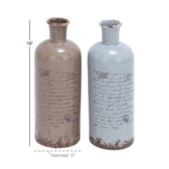 Best deal 😀 Set of 2 Light Brown Dolomite Vintage Vase, 5" x 15" by Ivory and Iris ⌛ -Cheap Ivory and Iris Store D490009S 7