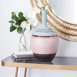Hot Sale 🛒 Pink Ceramic Contemporary Vase 18" x 10" x 10" by Ivory and Iris ❤️ -Cheap Ivory and Iris Store D490010S 7