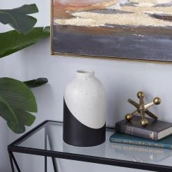 Hot Sale ⭐ Black Ceramic Contemporary Vase, 10" x 6" x 6" by Ivory and Iris 😉 -Cheap Ivory and Iris Store D490011S 8