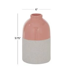 Discount ❤️ Pink Ceramic Modern Vase, 10" x 6" x 6" by Ivory and Iris 👏 -Cheap Ivory and Iris Store D490014S 5