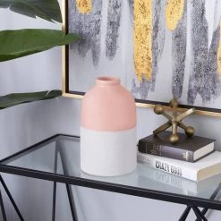Discount ❤️ Pink Ceramic Modern Vase, 10" x 6" x 6" by Ivory and Iris 👏 -Cheap Ivory and Iris Store D490014S 6