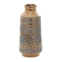 Outlet 😀 Gold Porcelain Contemporary Vase 16" x 7" x 7" by Ivory and Iris 🎉