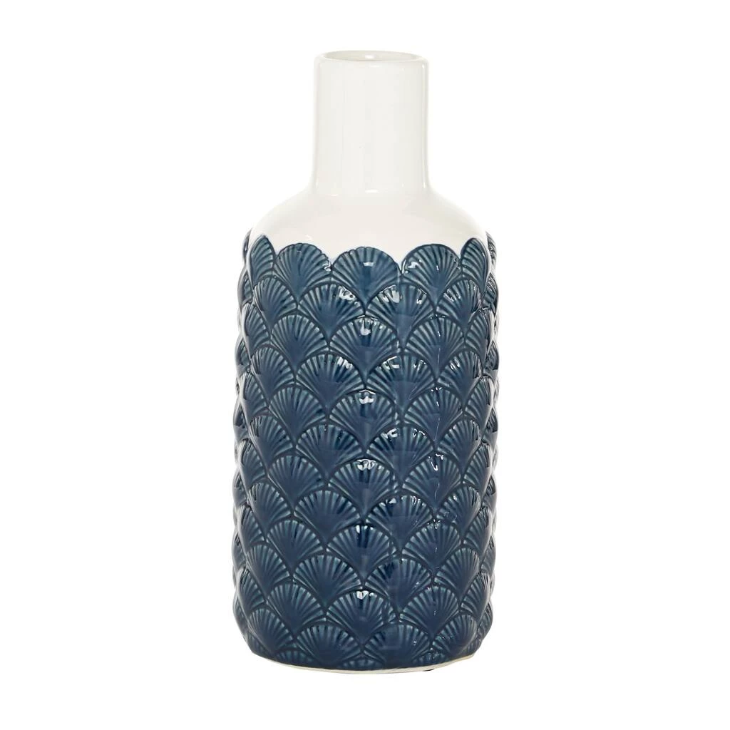 Promo 🔥 Blue Ceramic Coastal Vase, 13" x 6" x 6" by Ivory and Iris ⭐ 2 Promo 🔥 Blue Ceramic Coastal Vase, 13" x 6" x 6" by Ivory and Iris ⭐ - Image 2