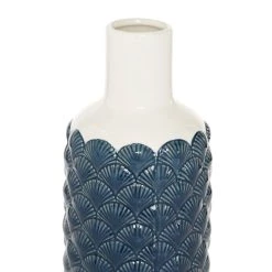 Promo 🔥 Blue Ceramic Coastal Vase, 13" x 6" x 6" by Ivory and Iris ⭐ 8 Promo 🔥 Blue Ceramic Coastal Vase, 13" x 6" x 6" by Ivory and Iris ⭐ -Cheap Ivory and Iris Store D490018S 3