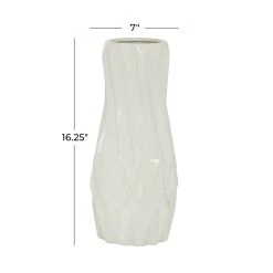 New ❤️ White Ceramic Modern Vase, 16" x 7" x 7" by Ivory and Iris 🧨 10 New ❤️ White Ceramic Modern Vase, 16" x 7" x 7" by Ivory and Iris 🧨 -Cheap Ivory and Iris Store D490023S 5