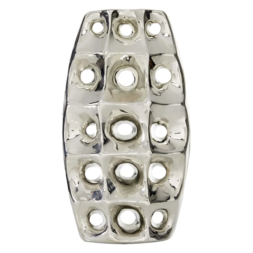 Cheap π Silver Ceramic Modern Vase, 14" x 8" x 4" by Ivory and Iris π 1 Cheap π Silver Ceramic Modern Vase, 14" x 8" x 4" by Ivory and Iris π