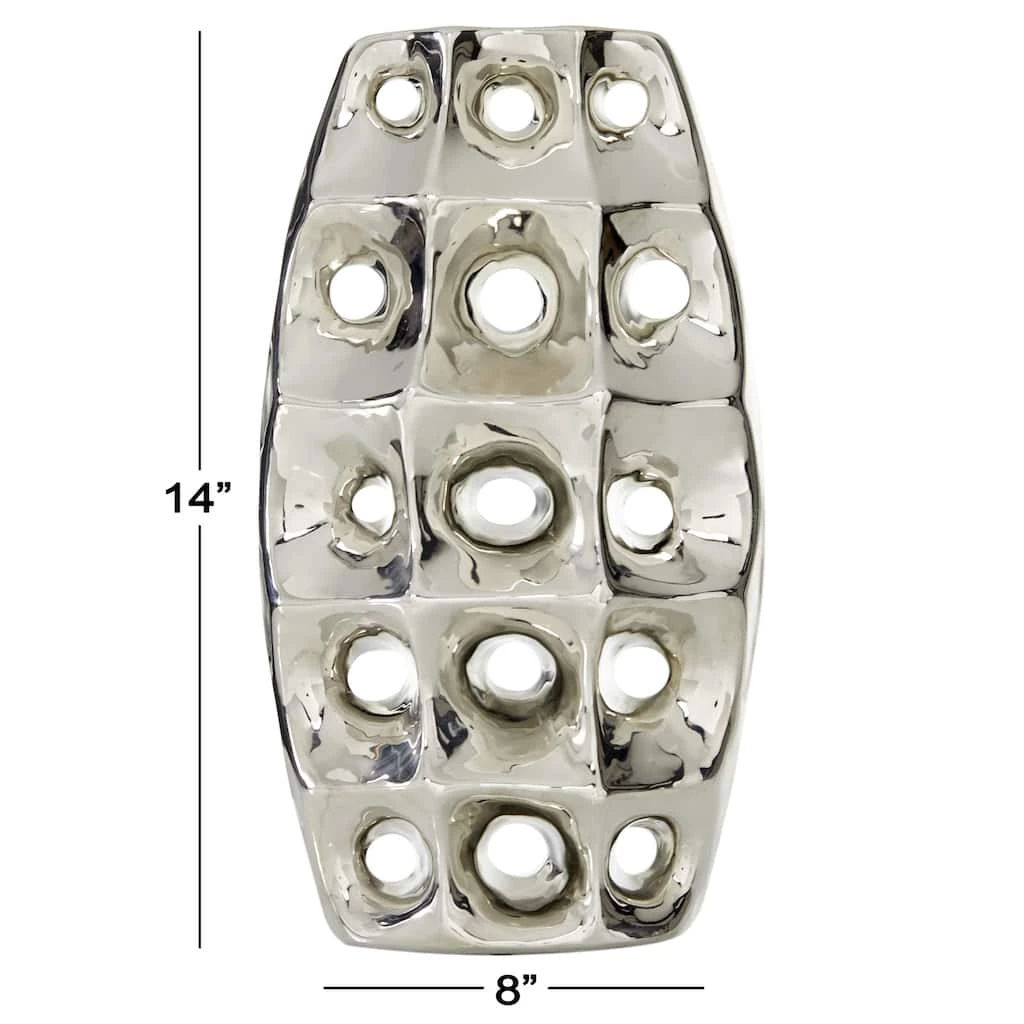 Cheap π Silver Ceramic Modern Vase, 14" x 8" x 4" by Ivory and Iris π 6 Cheap π Silver Ceramic Modern Vase, 14" x 8" x 4" by Ivory and Iris π - Image 6