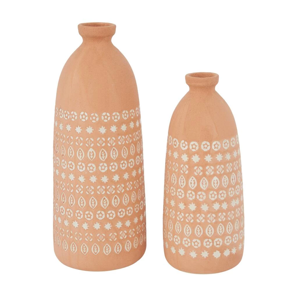 Outlet π Set of 2 Pink Stoneware Rustic Vases, 15" x 5" x 5" by Ivory and Iris β 1 Outlet π Set of 2 Pink Stoneware Rustic Vases, 15" x 5" x 5" by Ivory and Iris β