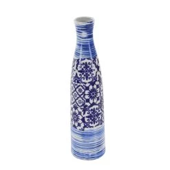 Budget π Blue Ceramic Coastal Vase, 23" x 6" x 6" by Ivory and Iris π