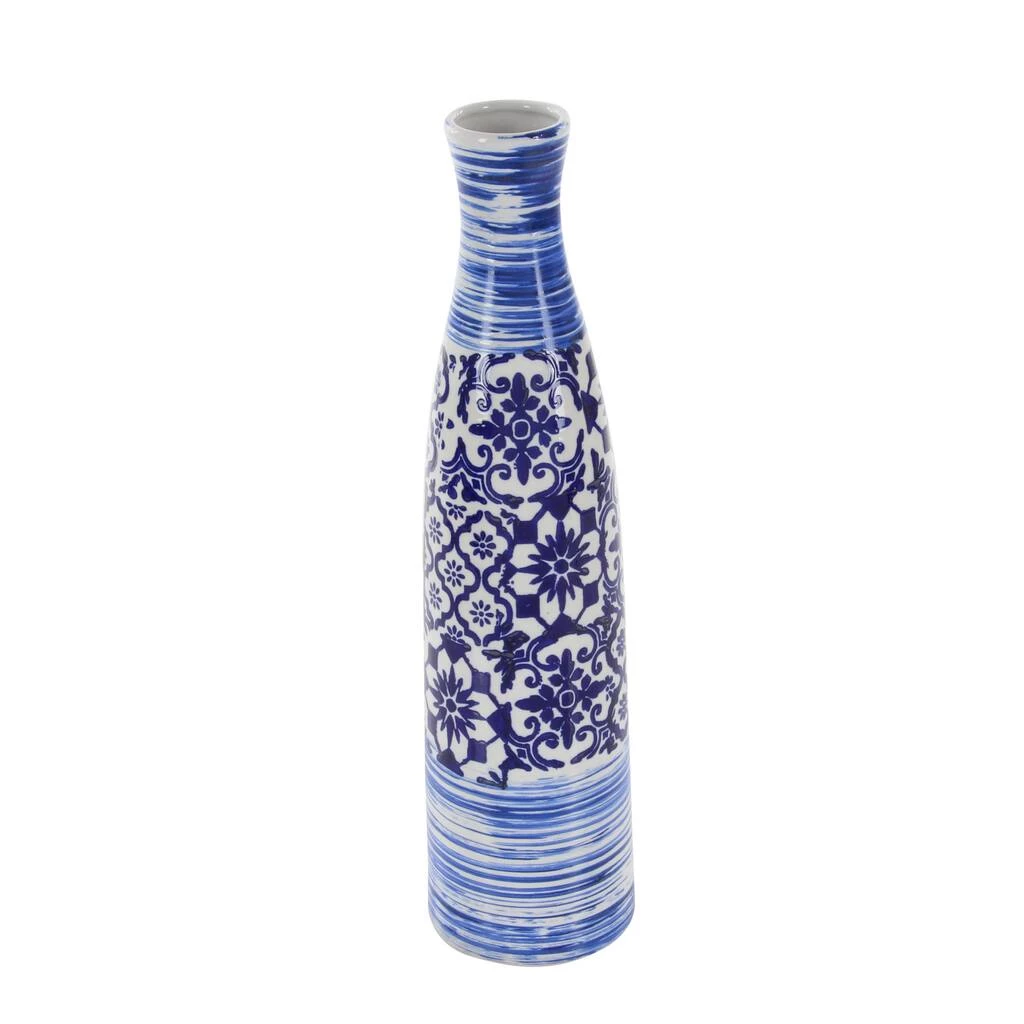Budget π Blue Ceramic Coastal Vase, 23" x 6" x 6" by Ivory and Iris π 1 Budget π Blue Ceramic Coastal Vase, 23" x 6" x 6" by Ivory and Iris π
