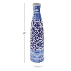 Budget π Blue Ceramic Coastal Vase, 23" x 6" x 6" by Ivory and Iris π 8 Budget π Blue Ceramic Coastal Vase, 23" x 6" x 6" by Ivory and Iris π -Cheap Ivory and Iris Store D490033S 4