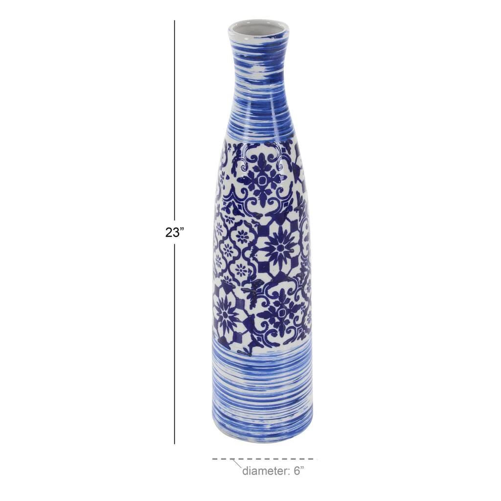 Budget π Blue Ceramic Coastal Vase, 23" x 6" x 6" by Ivory and Iris π 4 Budget π Blue Ceramic Coastal Vase, 23" x 6" x 6" by Ivory and Iris π - Image 4