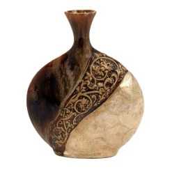 Best deal 🧨 Brown Ceramic Traditional Vase, 14" x 11" x 3" by Ivory and Iris 😉