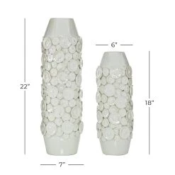 Best deal 🛒 Set of 2 White Stoneware Modern Vase, 23", 17" by Ivory and Iris 🧨 -Cheap Ivory and Iris Store D490035S 5
