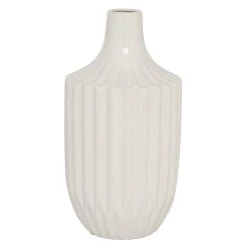 Hot Sale ❤️ White Ceramic Modern Vase, 13" x 6" x 6" by Ivory and Iris 👏