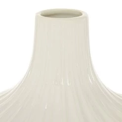 Hot Sale ❤️ White Ceramic Modern Vase, 13" x 6" x 6" by Ivory and Iris 👏 -Cheap Ivory and Iris Store D490036S 3