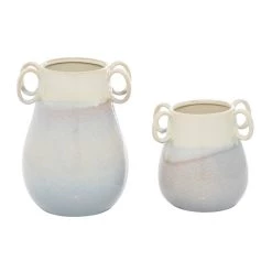 Buy 👍 Set of 2 White Ceramic Farmhouse Vase, 12" x 10" x 9" by Ivory and Iris 🛒 -Cheap Ivory and Iris Store D490039S 3