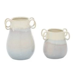 Buy 👍 Set of 2 White Ceramic Farmhouse Vase, 12" x 10" x 9" by Ivory and Iris 🛒 -Cheap Ivory and Iris Store D490039S 6