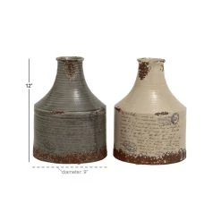 Budget 🧨 Set of 2 Dark Green Dolomite Vintage Vase, 9" x 12" by Ivory and Iris 🛒 -Cheap Ivory and Iris Store D490042S 9