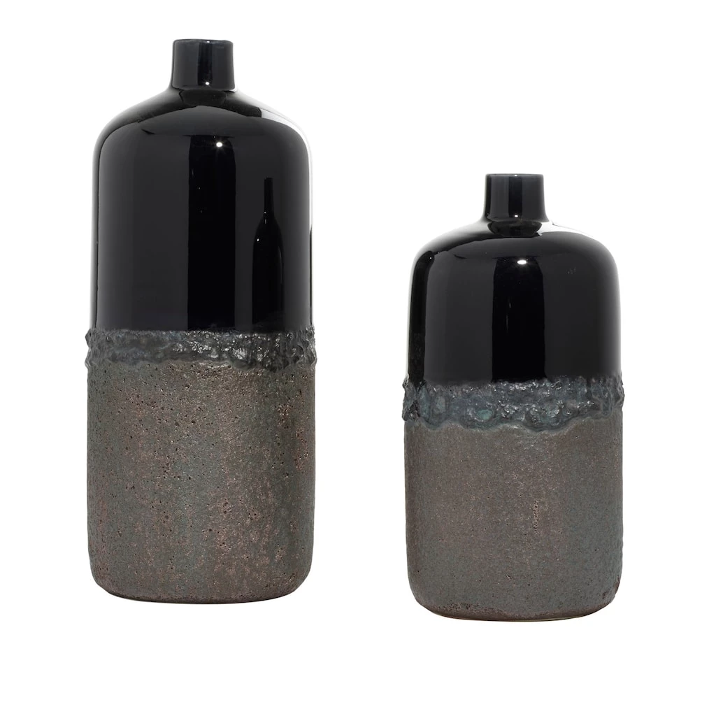 Top 10 π Set of 2 Black Stoneware Rustic Vase, 20", 15" by Ivory and Iris π 2 Top 10 π Set of 2 Black Stoneware Rustic Vase, 20", 15" by Ivory and Iris π - Image 2
