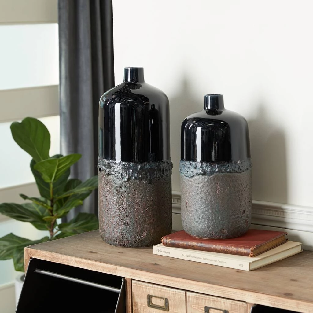 Top 10 π Set of 2 Black Stoneware Rustic Vase, 20", 15" by Ivory and Iris π 6 Top 10 π Set of 2 Black Stoneware Rustic Vase, 20", 15" by Ivory and Iris π - Image 6