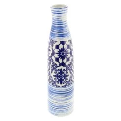 Deals 🎉 Blue Ceramic Coastal Vase, 19" x 5" x 5" by Ivory and Iris 🔔