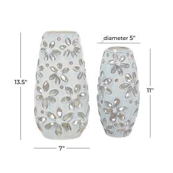 Best Pirce 😀 Set of 2 White Ceramic Farmhouse Vase 14", 11" by Ivory and Iris ⌛ -Cheap Ivory and Iris Store D490056S 7