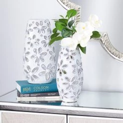 Best Pirce 😀 Set of 2 White Ceramic Farmhouse Vase 14", 11" by Ivory and Iris ⌛ -Cheap Ivory and Iris Store D490056S 8