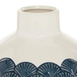Flash Sale 🌟 Blue Ceramic Coastal Vase, 9" x 8" x 8" by Ivory and Iris 🎁 -Cheap Ivory and Iris Store D490060S 4