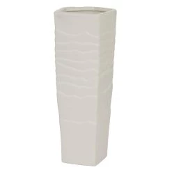 Brand new 😀 White Ceramic Contemporary Vase, 13" x 5" x 5" by Ivory and Iris 😀